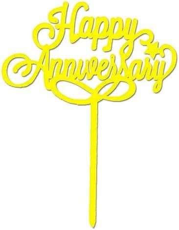 PartyToko Happy Anniversary with Heart Acrylic Cake Toppers Decorating ...