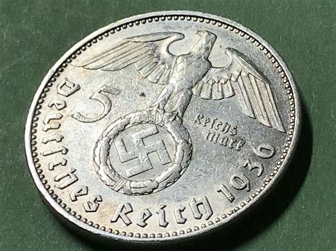 5 Reichsmark 1936 J Nazi Coins Third Reich 900 Silver AG | #22790483