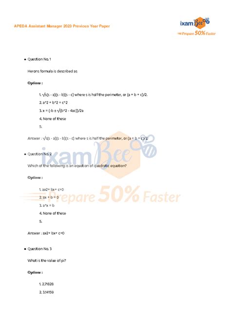 Apeda Assistant Manager 2023 PYQ Paper with Solutions and Explanations ...