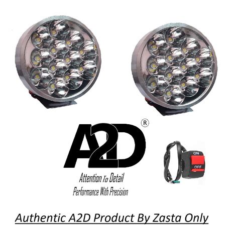 A2D 12 LED AUX Scooter Fog Lamp Light Set of 2 White with Switch For ...