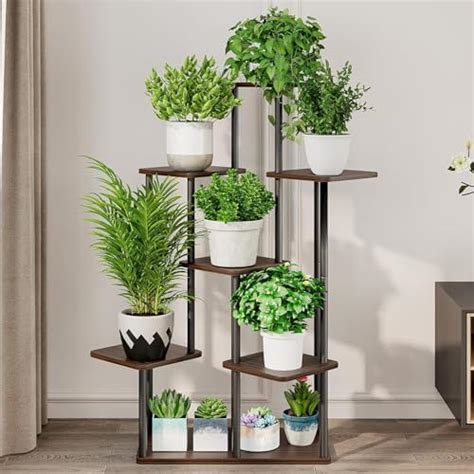 Snazzy Plant Stand Indoor, 6 Tier 7 Potted Bamboo Plant Stands for ...