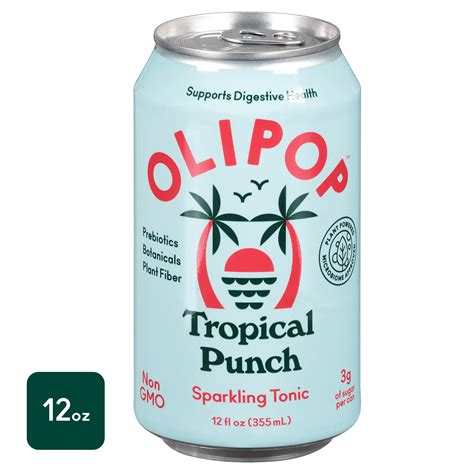 OLIPOP Tropical Punch Fruit Soft Drink with Pineapple, Healthy Soda, 12 ...