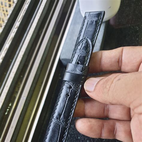 18mm black leather watch strap - Indianleathercraft