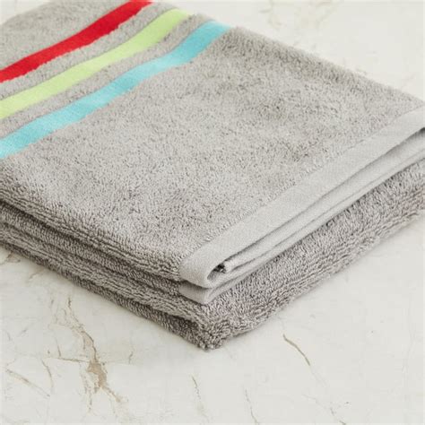 Buy Harbour Grey Striped Cotton Bath Towel - 60x120 cm from Home Centre ...