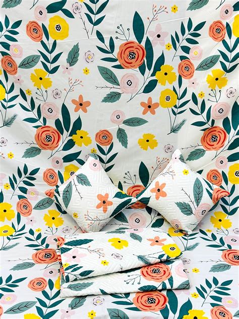 HIYANSHI HOME FURNISHING® 5pc bedsheet Set (1 King Size Bedsheet + 2 ...