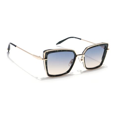 Cateye Sunglasses (Grey & Light Brown Lens | Golden & Black Frame - MG