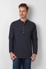 Buy Men Navy Print Ethnic Kurta Online - 168544 | Peter England