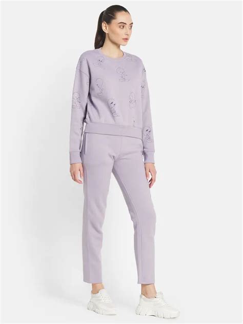 METTLE Women Purple Printed Tracksuits