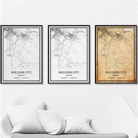 Boulder City Nevada Map Poster Print Canvas, Modern or Vintage Road Map ...