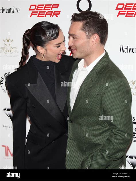 London, UK. Amy Jackson and Ed Westwick at the Deep Fear film premiere ...