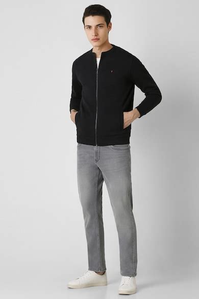 Buy Men Black Solid Round Neck Sweatshirt Online - 39707307 | Van Heusen