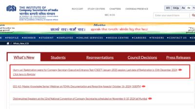 ICSI CSEET January 2025 session registration begins: Check direct link ...