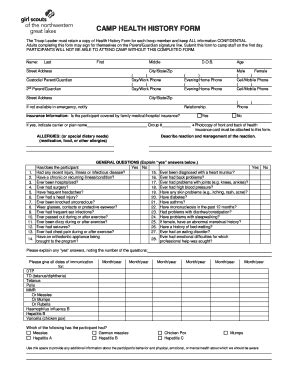 Fillable Online connect gsnwgl CAMP HEALTH HISTORY FORM - Volunteer ...