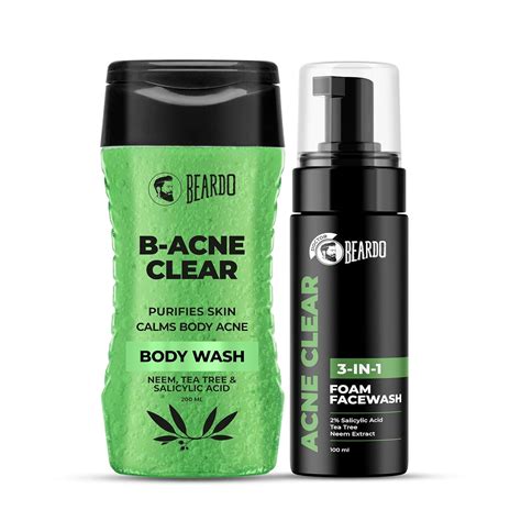 Buy Beardo Acne Clear Facewash & Bodywash for Men (Pack of 2) | B-acne ...
