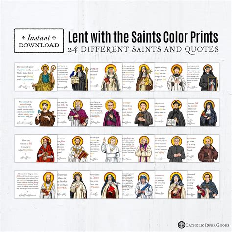 Lent With the Saints 24 Printable Catholic Saint Art Prints, Saint ...