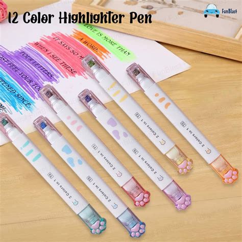 Cute Cat Paw Highlighter - 2 in 1 Color Highlighter Pens Set, Aestheti ...