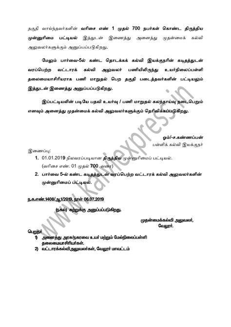 01.01.2019 நிலவரப்படி அரசு உயர்நிலைப் பள்ளித் தலைமையாசிரியர் பதவிக்குப் ...