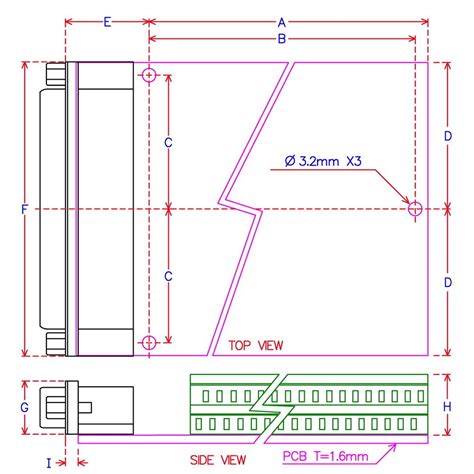 CZH-LABS Slim Right Angle D'sub Header Breakout Board, Terminal Block ...