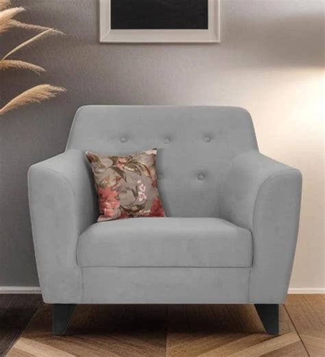 Velvet 1 Seater Sofa in Grey Colour