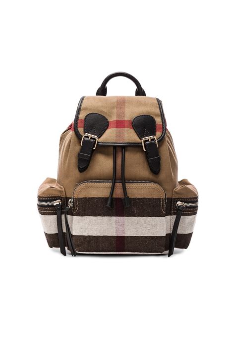 Burberry Medium Canvas Check Rucksack in Black | FWRD
