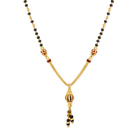 Eclectic Yellow Gold Striped Bead Mangalsutra