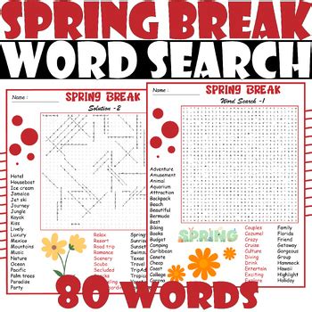 Image result for Spring Break Word Search