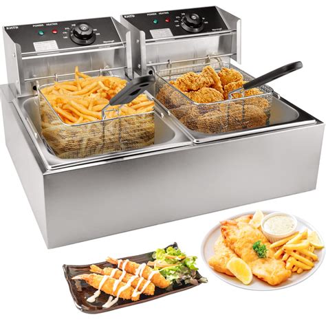Commercial Deep Fryer With Basket 3400w 12 7qt 12l Detachable ...