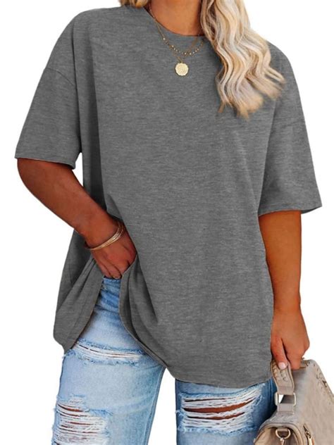 Wuuwee Women's Plus Size Oversized Tunic T Shirts, Half Sleeve, Casual ...