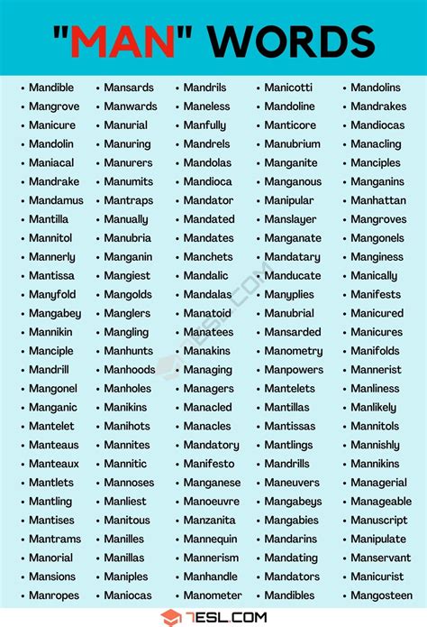 Words Begin With Man