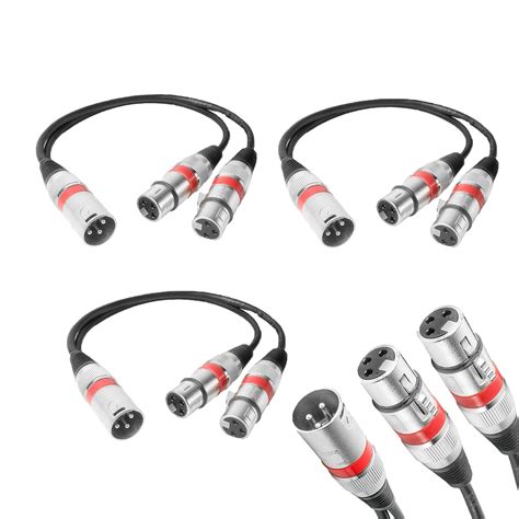 Amazon.com: WLUSSELL 3 Pack 1 Male to 2 Female XLR Y Splitter Microphone Cable XLR Splitter ...