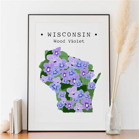 Wisconsin State Flower Wall Art WI Common Blue Violet Print | Etsy