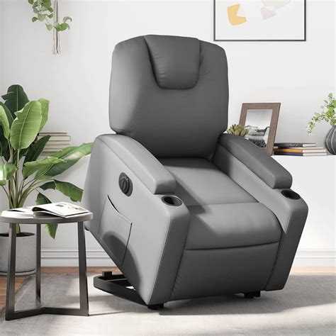 vidaXL Electric Stand up Recliner Chair Gray Faux Leather - Walmart.com