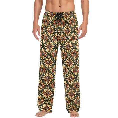 Patterns Of Stained Glass Flowers Mens Pajama Pant Sleep and Lounge ...