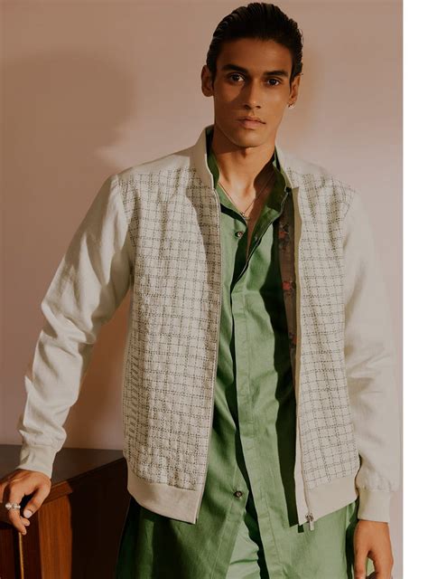 Buy Napa Linen Bomber | Occasion Off-White Linen Bomber Jacket for Men ...