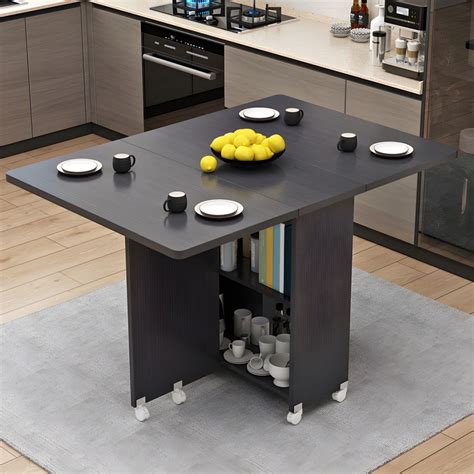 Modern Manufactured Wood Foldable Storage Top Dining Table with Movable ...
