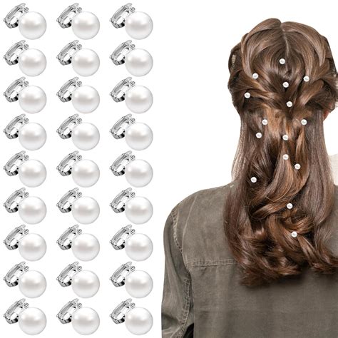 Amazon.com : White Pearl Hair Clips and Barrettes Set - 30Pcs Mini ...
