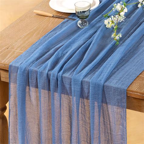 Amazon.com: DeZerlor Dusty Blue Cheesecloth Table Runner 4 Pack Spring ...
