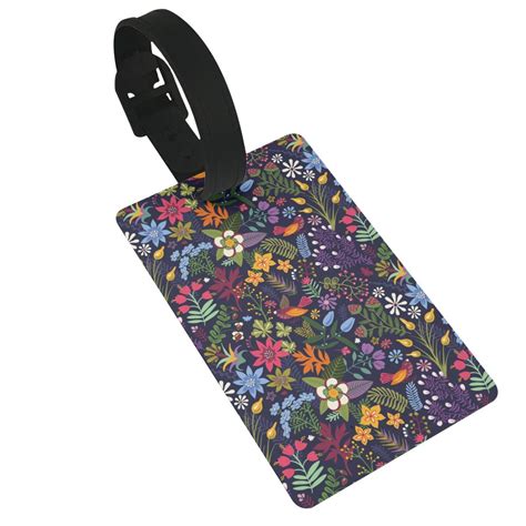 Susaid Flowers And Birds Print Funny Luggage Tags Colorful Unique ...