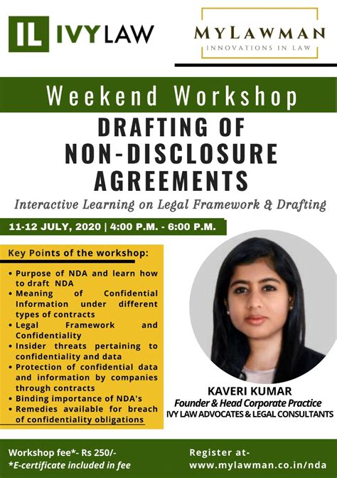 [Online] Weekend Workshop | Drafting of Non-Disclosure Agreements by ...