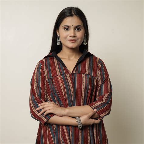 Ajrakh Block Printed Cotton Flared Kurta for Women