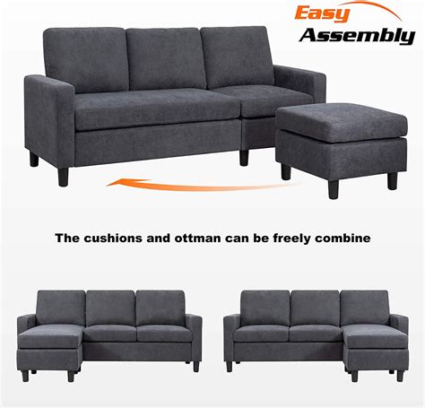 L Shape Sofa Set: Fabric L Shape Convertible Sofa Set – Studio GKW