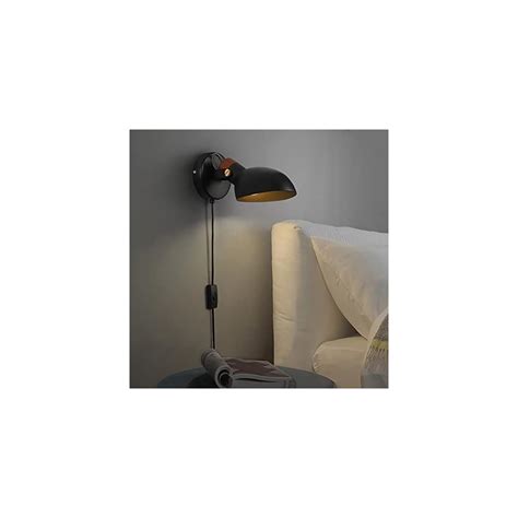Buy Aisilan Adjustable Black Metal and Wood Wall Sconce with Plug in ...