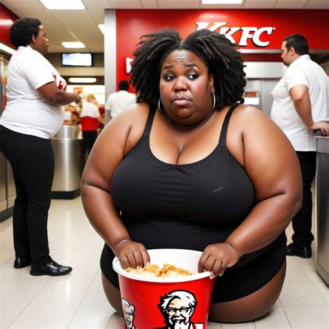 Fat black woman stuck in KFC bucket