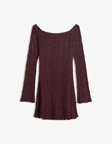 Bardot neckline blonde lace mini dress - Women | Bershka
