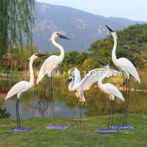 白鹭雕塑，公园玻璃钢仿真动物 - 卓景雕塑公司