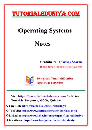 Operating System Notes Pdf - OPERATING SYSTEMS Lecture Notes DEPARTMENT ...