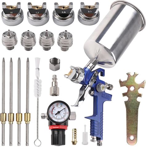 Amazon.com: Zeinlenx HVLP Gravity Feed Spray Gun, Automotive Air Paint Spray Gun Kit with 4 ...
