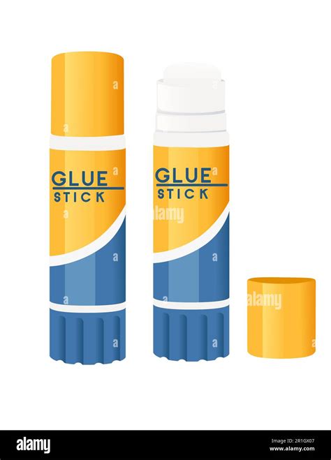 Glue stick with lid open and closed paper glue vector illustration ...
