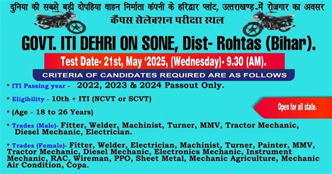 ITI Campus Placement 2025 – Hero MotoCorp Hiring in Bihar (Dehri, Ara ...