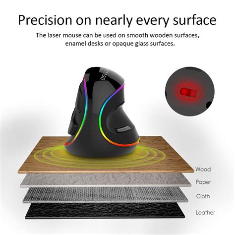 Buy DELUX M618PLUS RGB Wired Ergonomic Vertical Mouse, Large Computer ...